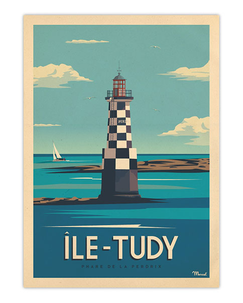 affiche bord de mer ile tudy